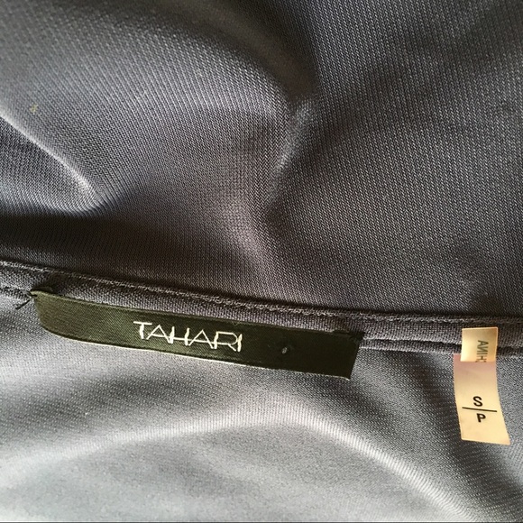 Tahari Navy Ruffle Midi Dress - Picture 5 of 6